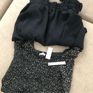 Black & printed blouse semi cropped tops
